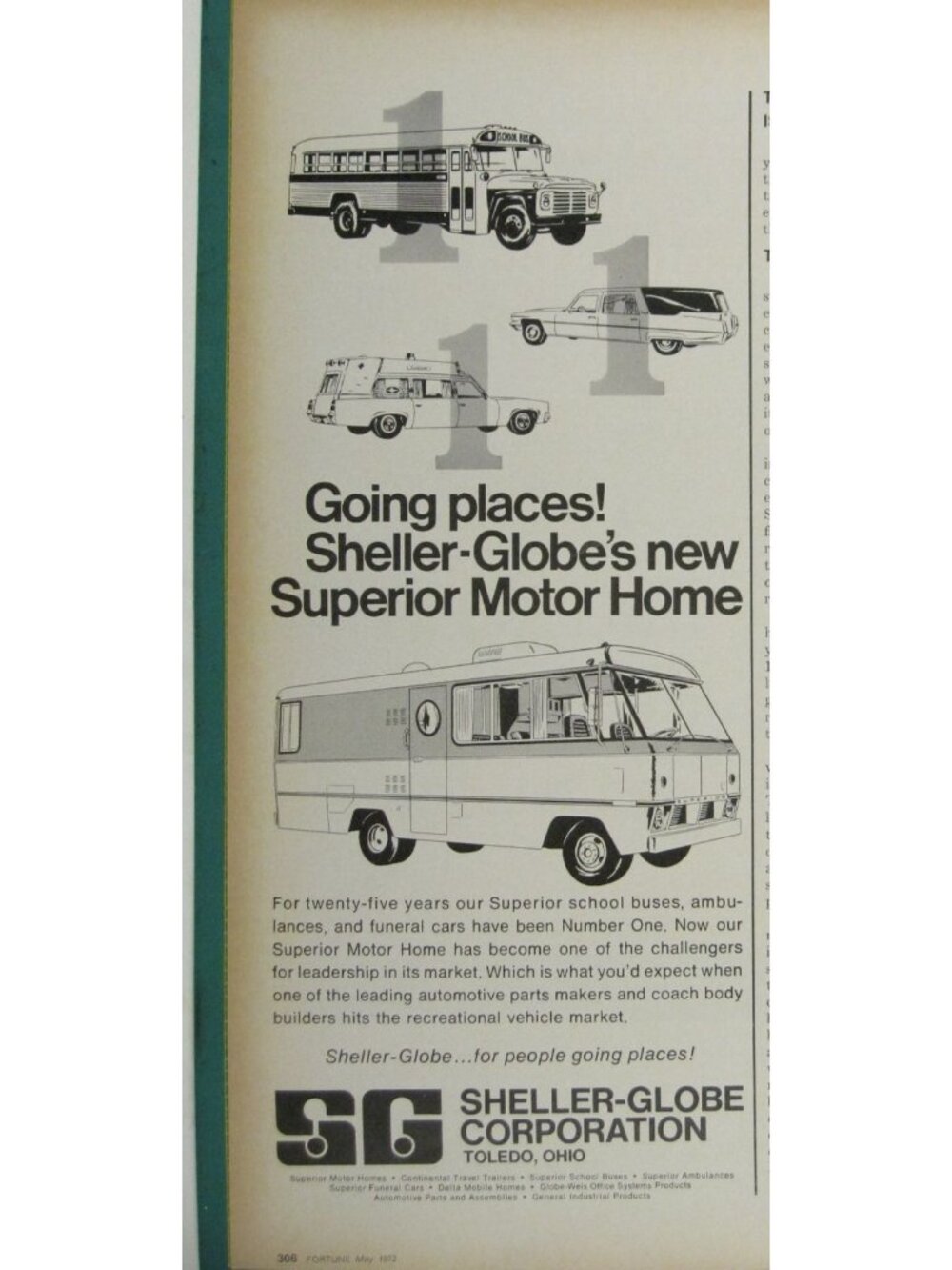 Print Ad Sheller-Globe Corporation Superior Motor Home Vintage 1972 Automotive